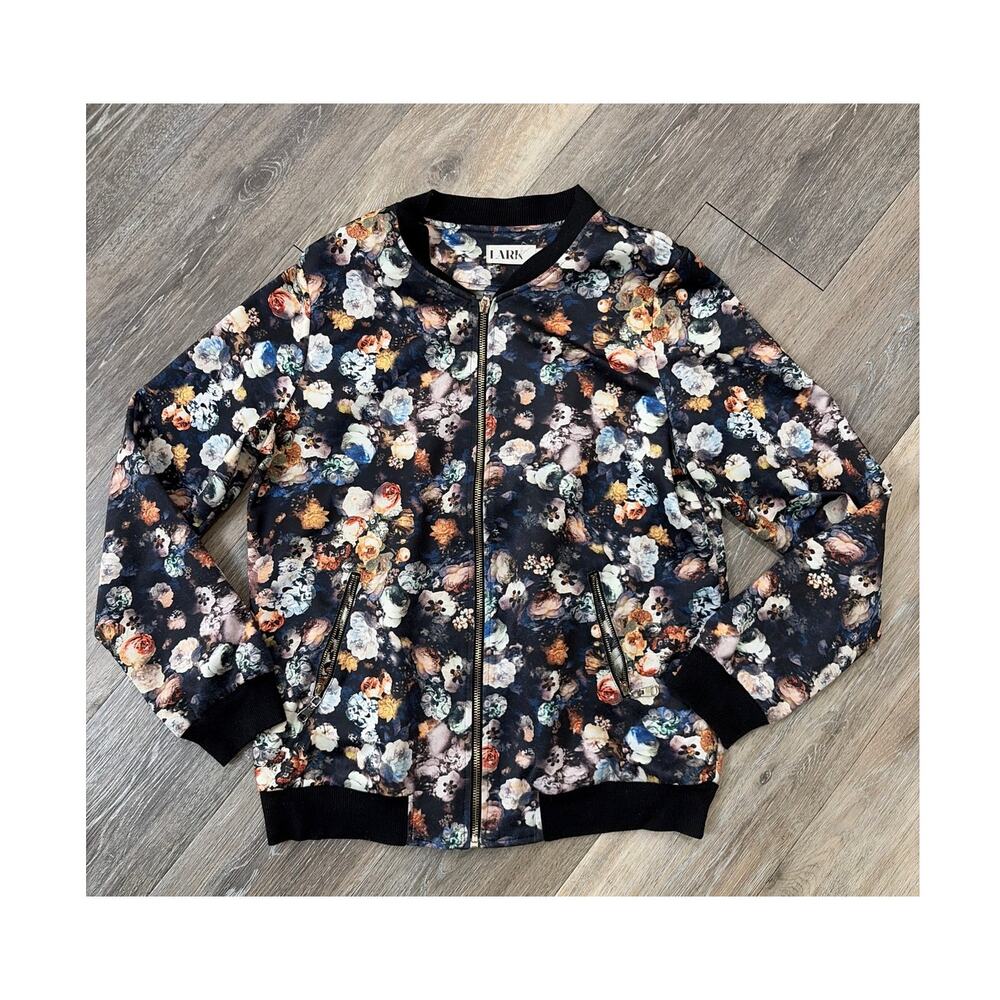Lark Floral Bomber Jacket Dark Academia Vintage Inspired Statement Zip Large